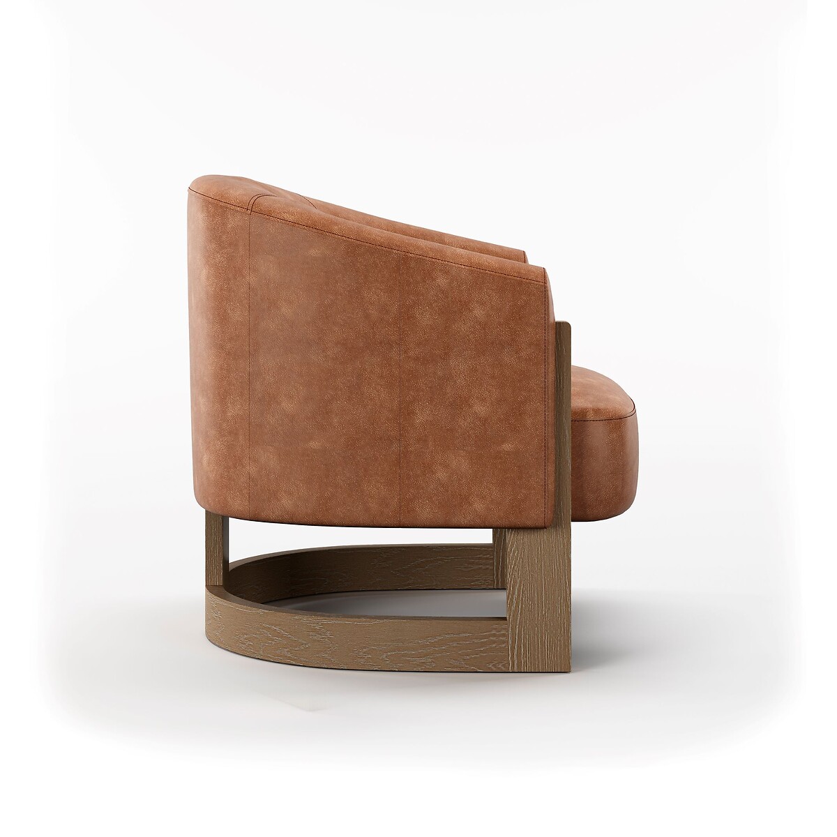 Leland Curve Leather Tub Chair tan, SO'HOME