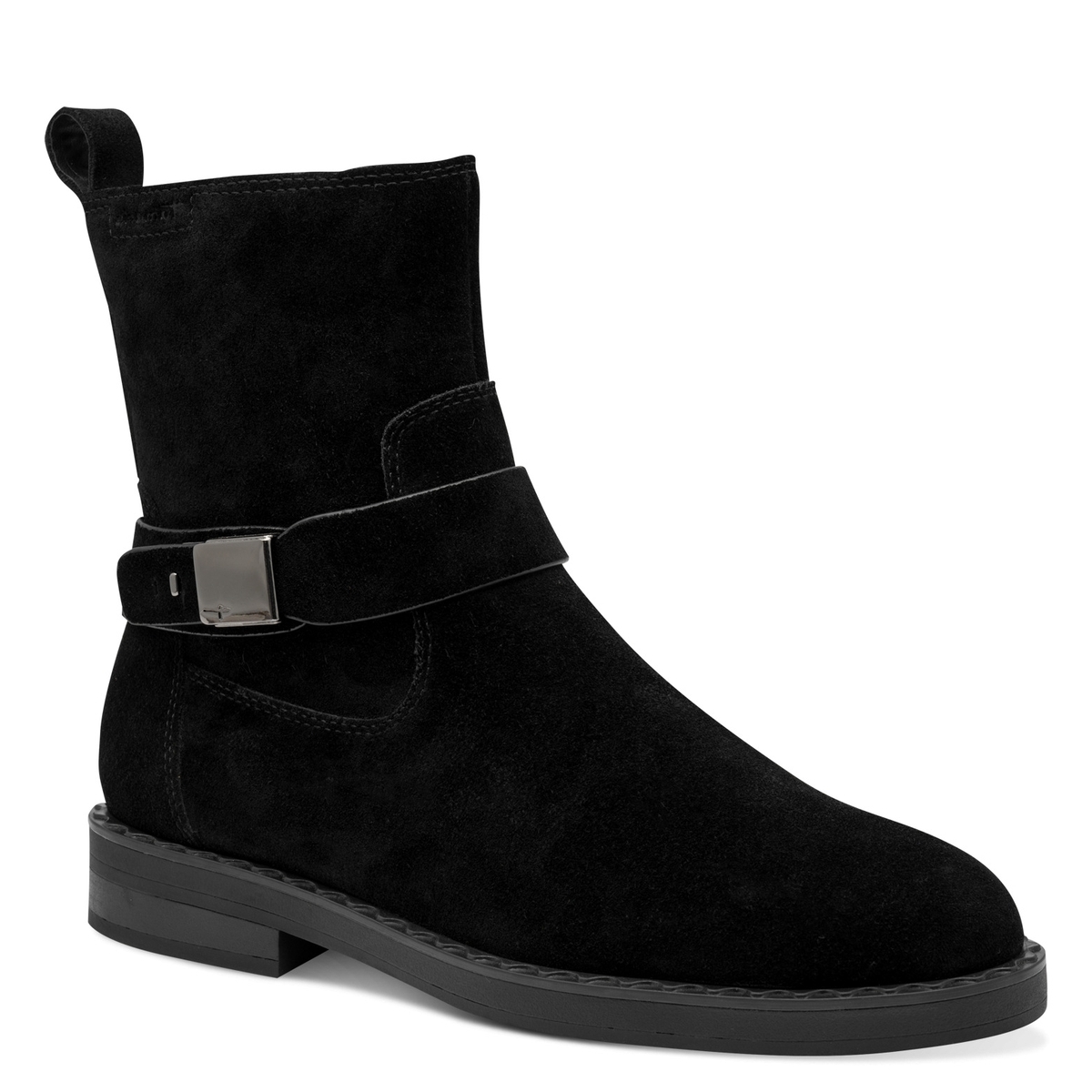 Bottine en cuir noir, TAMARIS