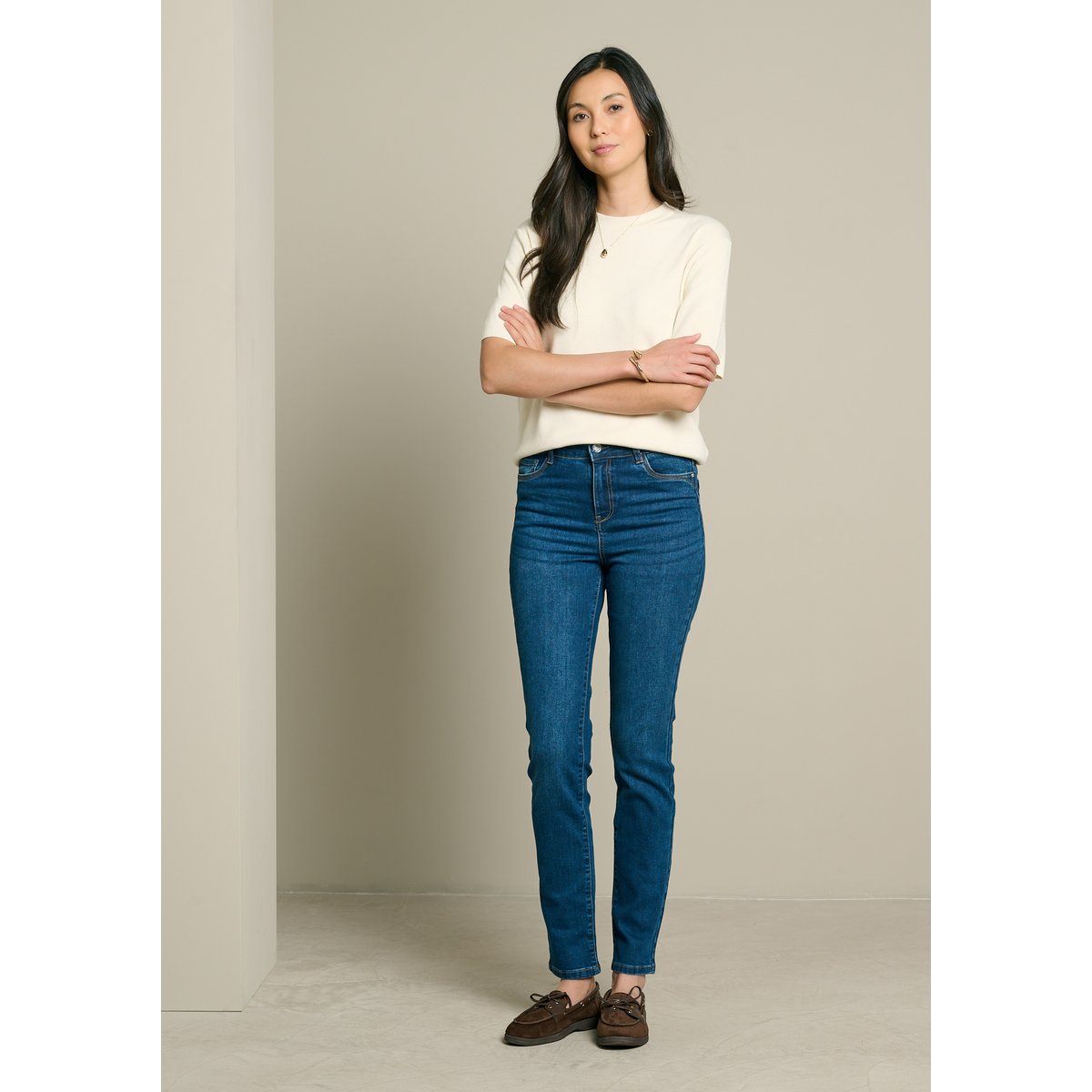 Jean slim taille haute dark blue, LOLALIZA