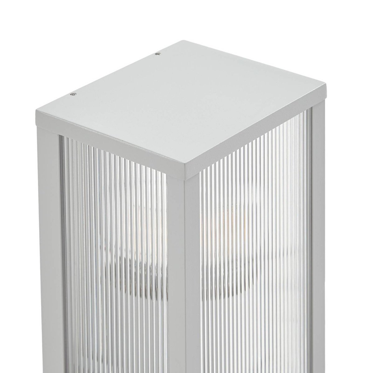 Applique extérieure en aluminium moderne gris, transparent et strié, LINDBY
