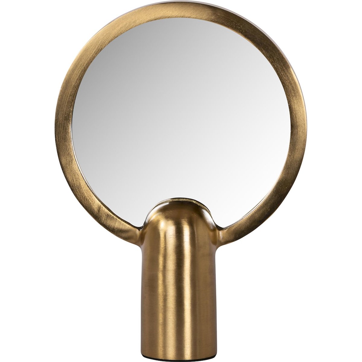 Miroir rond en aluminium à base sculpturale doré finition or brossé, RECOLLECTION