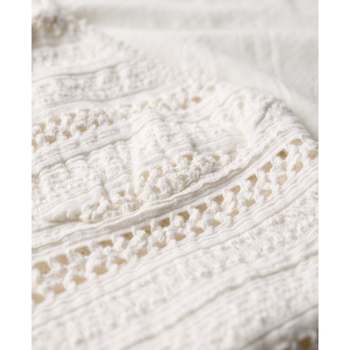 Robe courte en jersey et dentelle blanc cassé, SUPERDRY