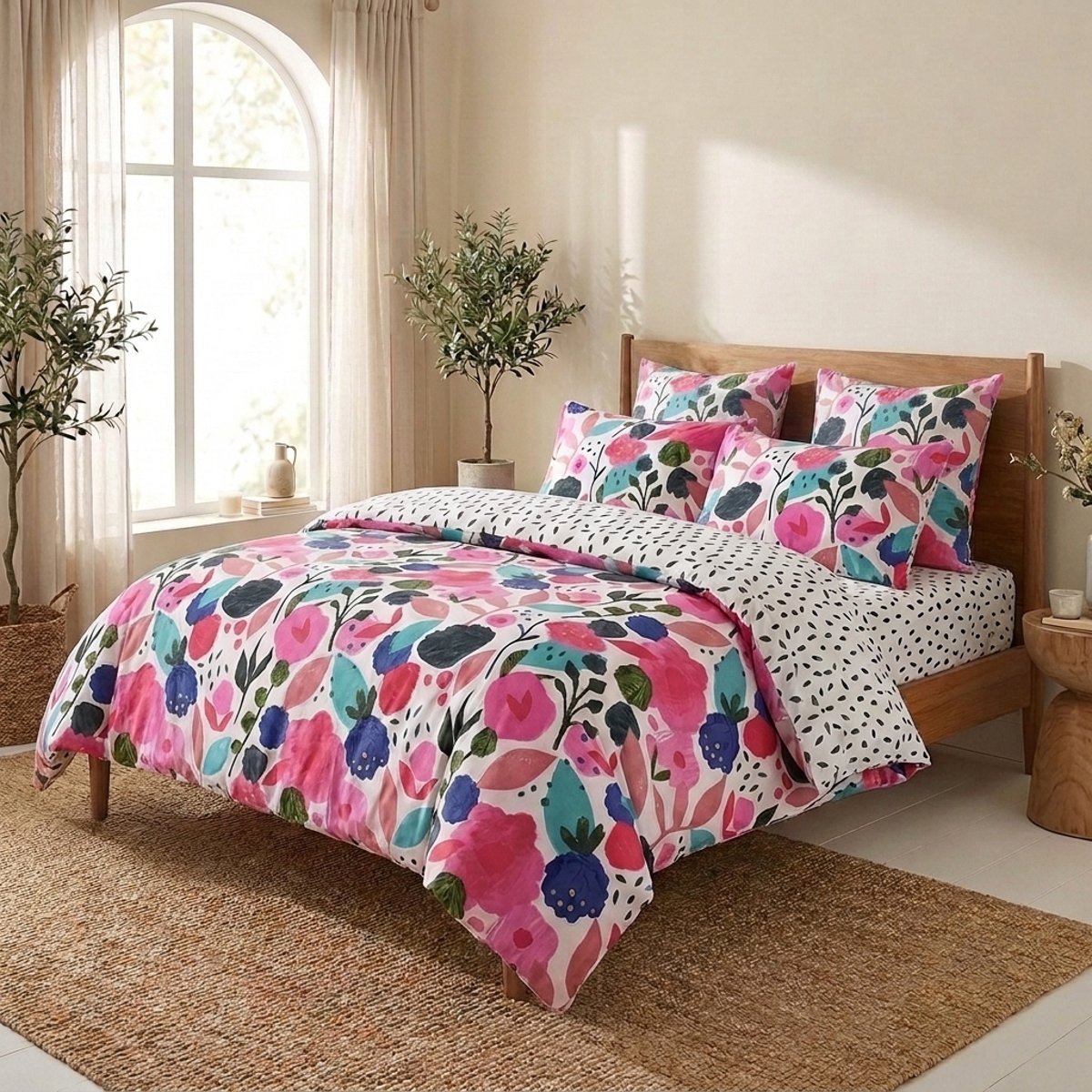 Parure de lit en Percale de Coton Floral Collage - KATE MERRITT blanc, EDEN