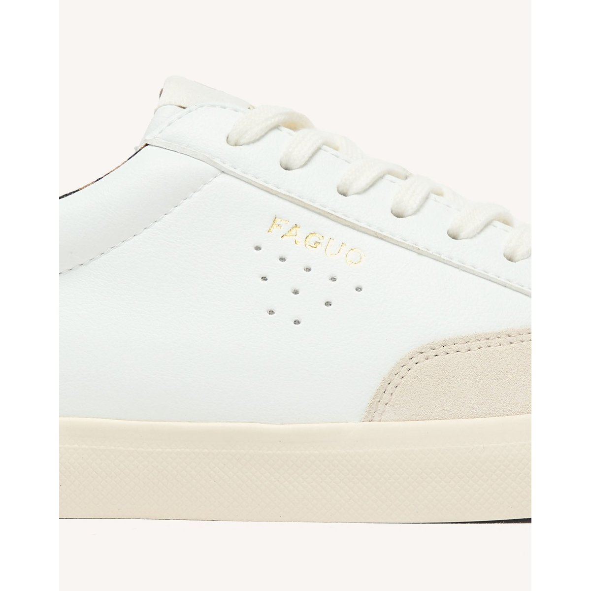 Tennis basses blanc et léopard, FAGUO