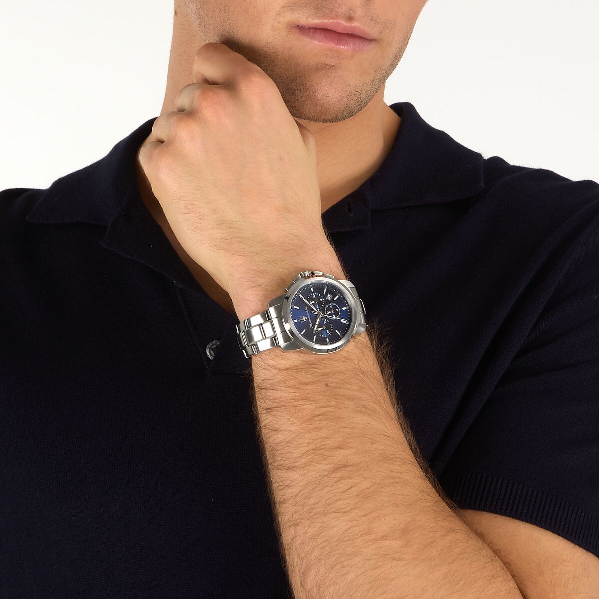 Montre Analogique SUCCESSO argenté bleu foncé argenté, MASERATI