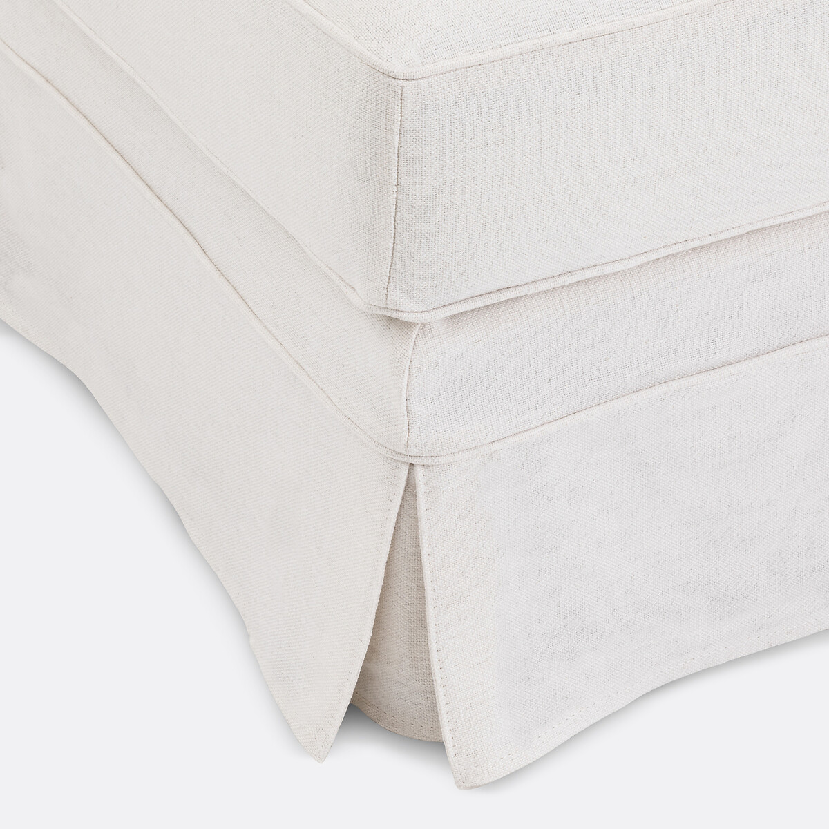 Pouf, déhoussable, en lin épais, confort supérieur, ADELIA blanc, LA REDOUTE INTERIEURS