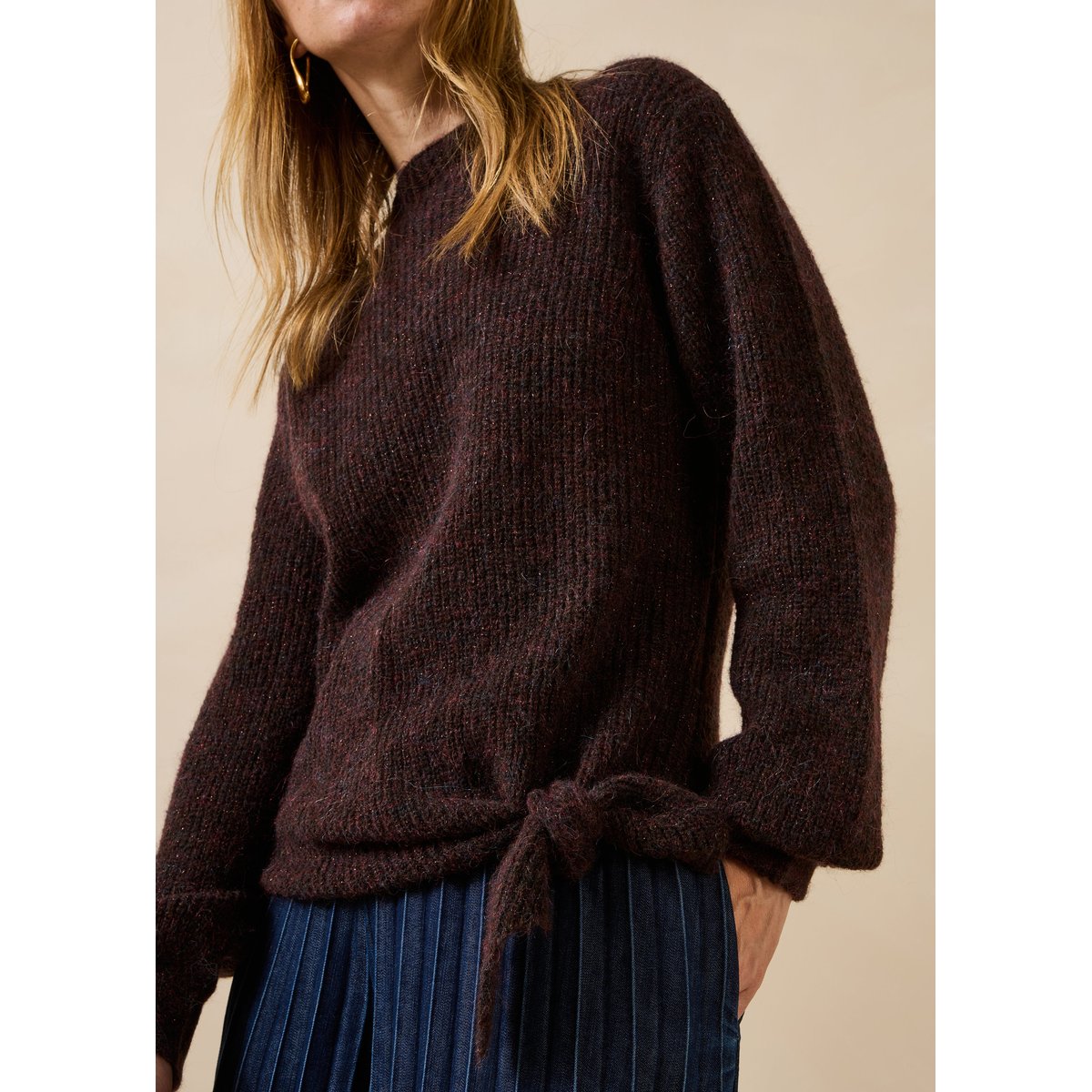 Pull manches longues col montant chocolat, LA FEE MARABOUTEE