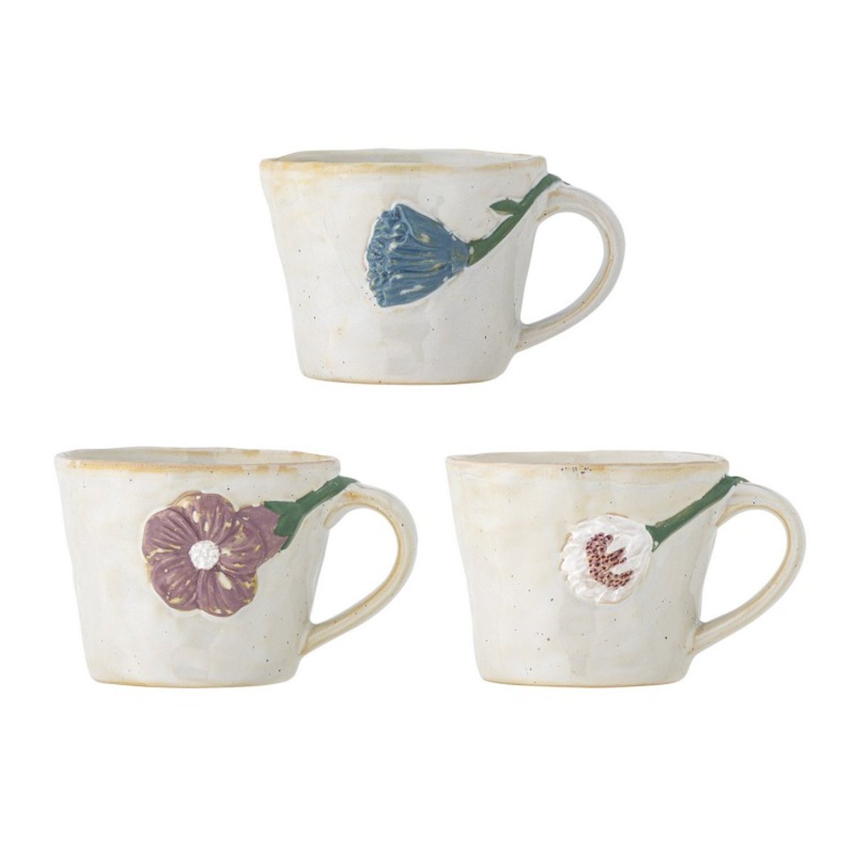 Mugs grès fleurs  Loua set de 3 multicolore, BLOOMINGVILLE