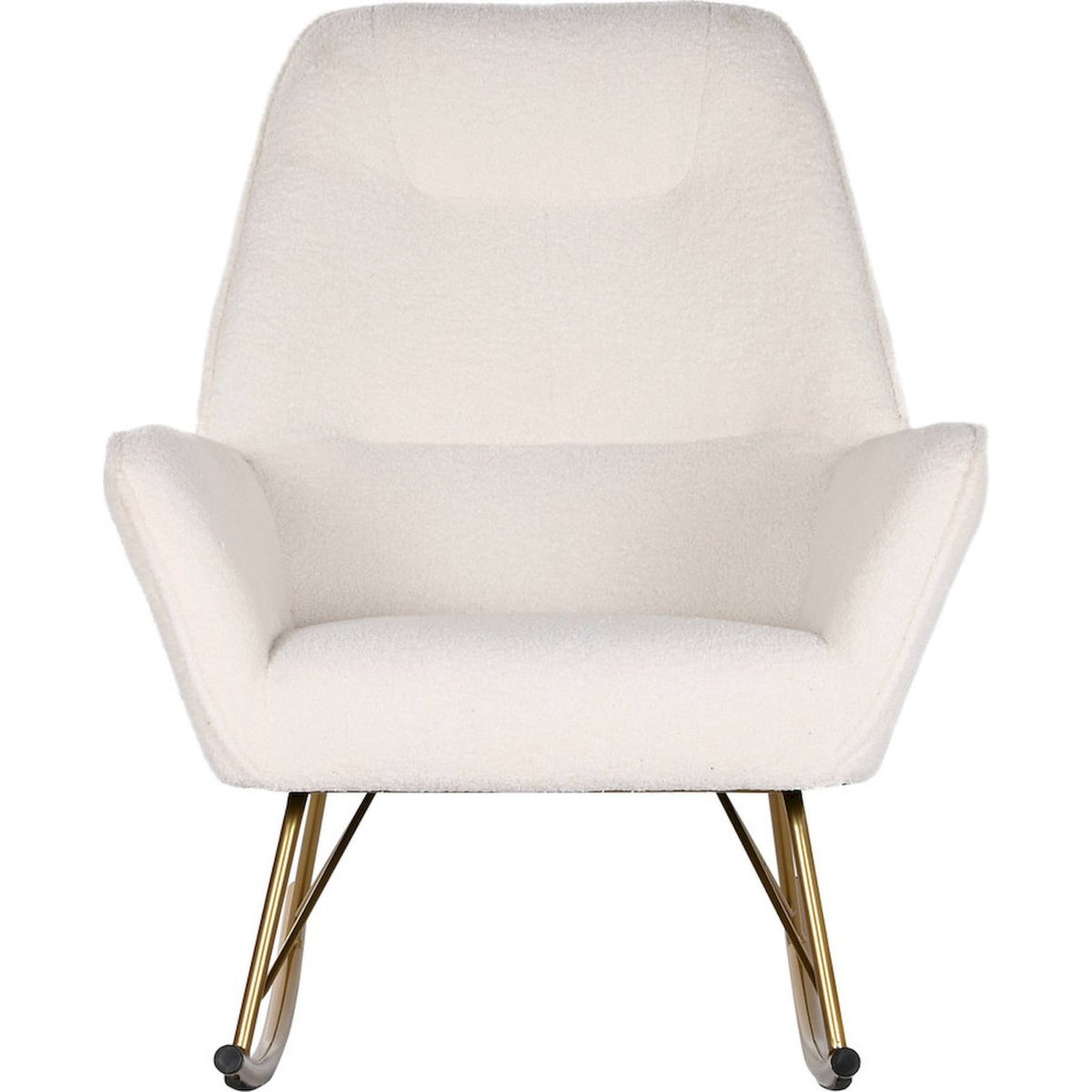 Fauteuil à bascule en polyester et métal contemporain blanc crème avec détails dorés, RECOLLECTION