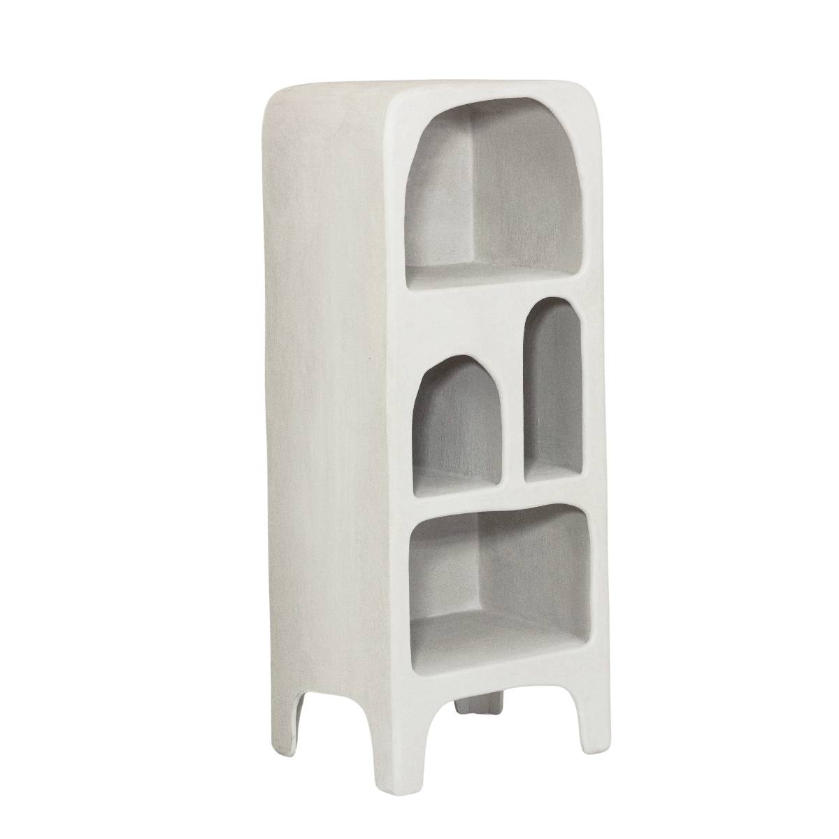 Bibliothèque en bois effet béton blanc  DANAÉ blanc, MADE IN MEUBLES 