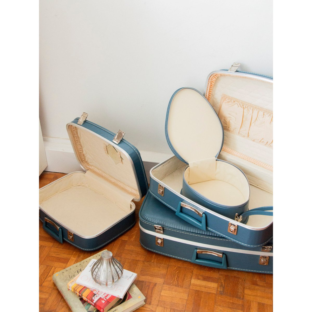 Lot de 3 valises vintage Lucienne N°261 - Bon état bleu, DEBONGOUT