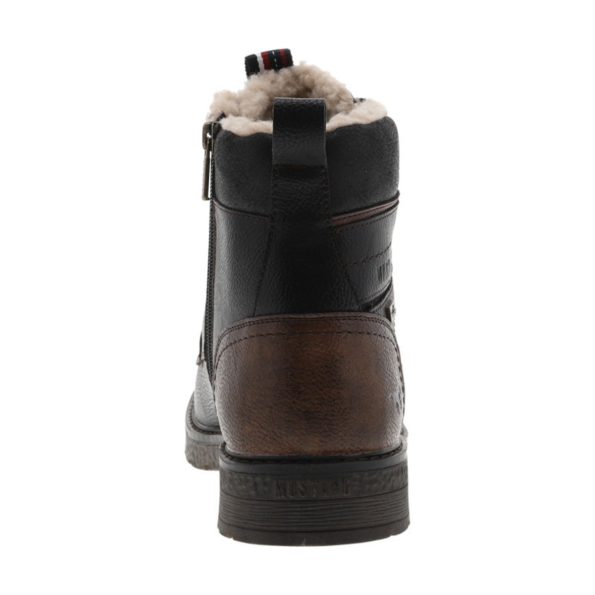 Bottines noires avec une doublure en maille sherpa et un zip latéral noires, MUSTANG