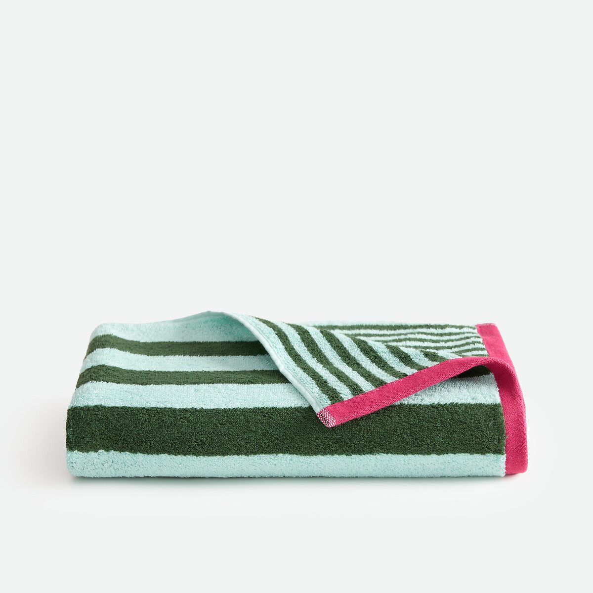 Toalla pequeña a rayas, tejido de rizo 500 g, DANI BICOLORE verde / aqua, LA REDOUTE INTERIEURS