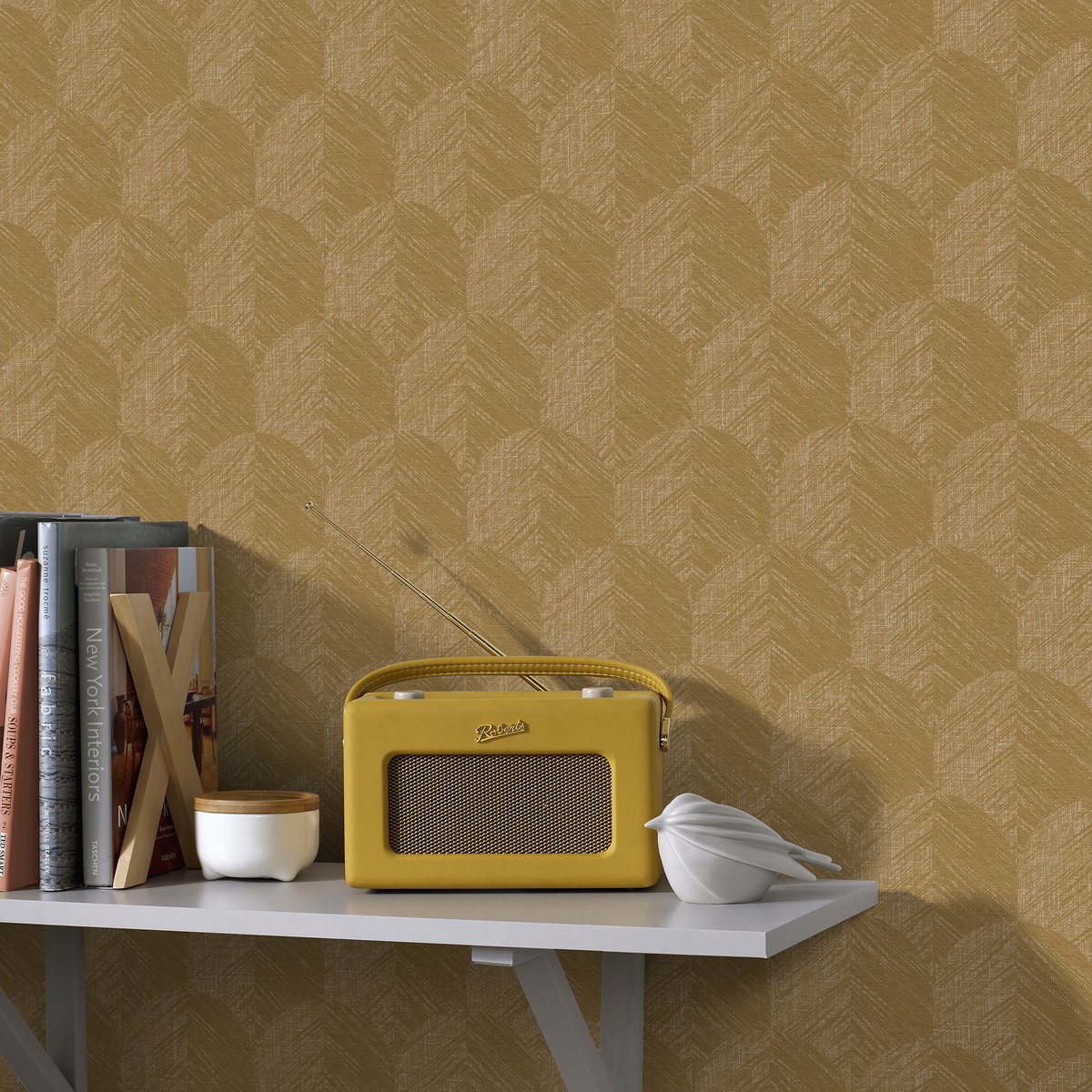 Papier peint quadrillage Romée doré, SUPERFRESCO EASY