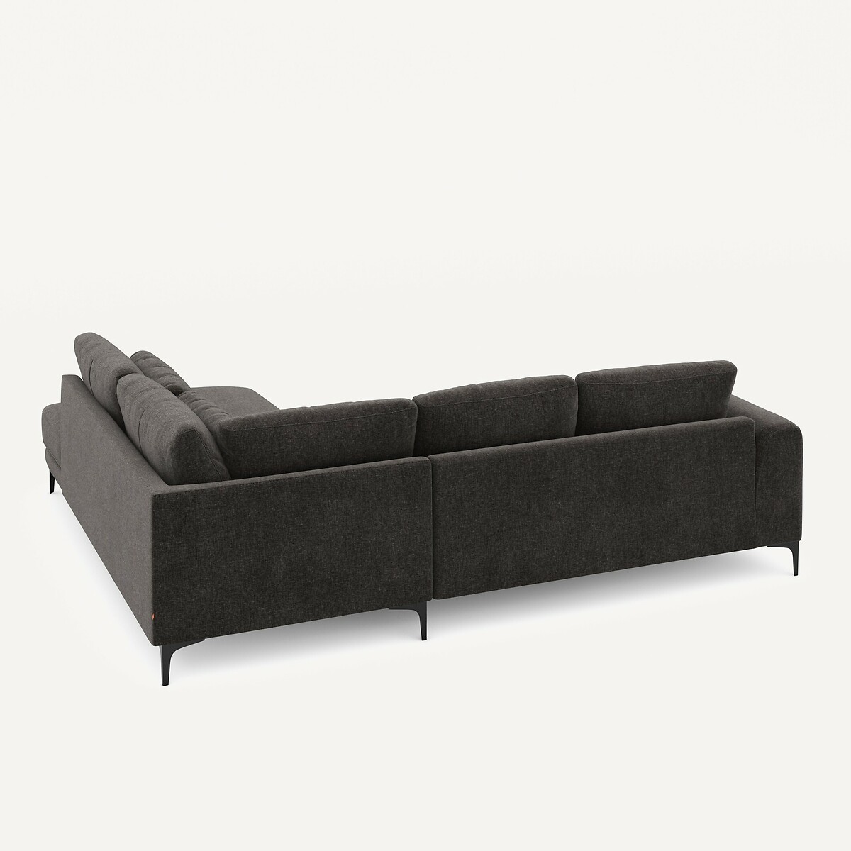 Sofa mit geschlossener rechter Ecke aus Chenille-Velours, Marsile basalt, AM.PM