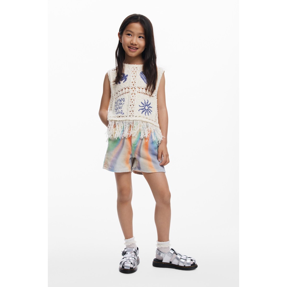 Short en jean tie-dye multicolore, DESIGUAL