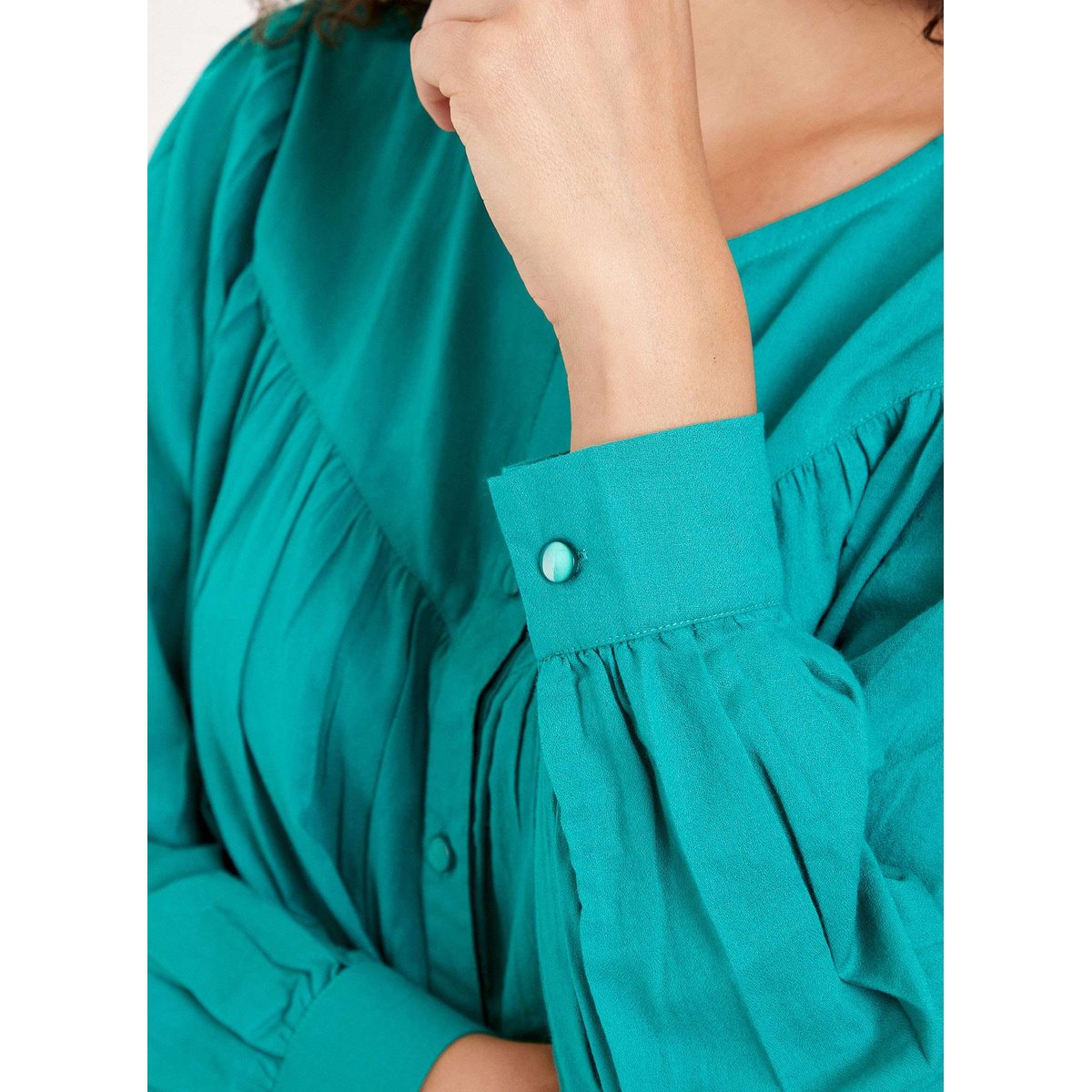 Blouse ample coton bio SVANA vert porcelaine, LA FIANCÉE