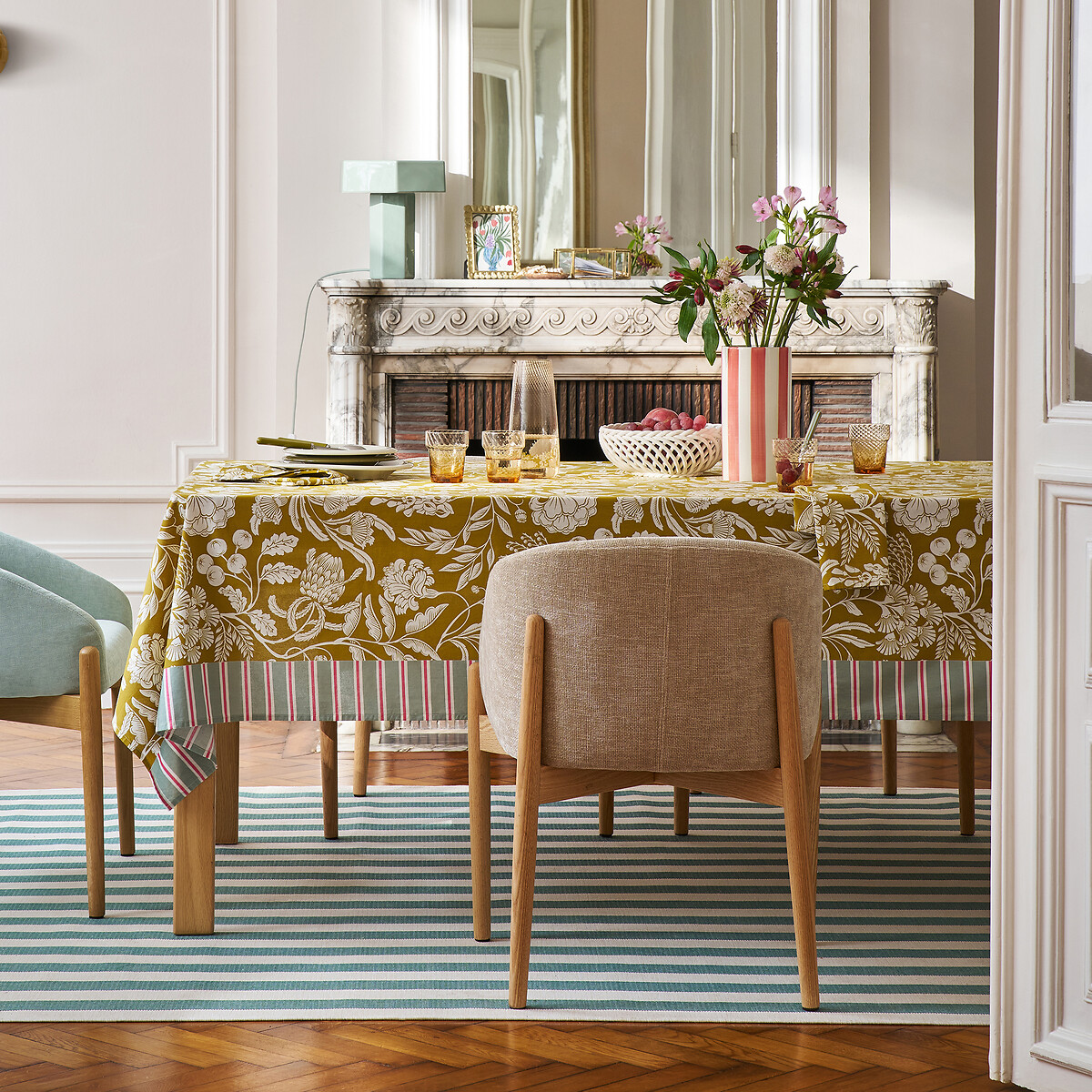 Nappe en coton lavé, imprimé fleurs, LINDA imprimé, LA REDOUTE INTERIEURS