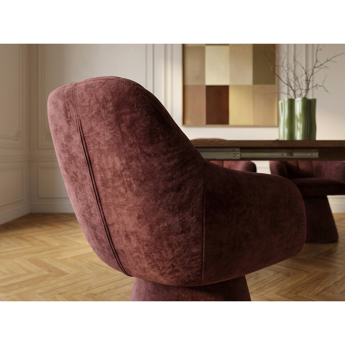 Chaise tissu texturé, KIM rouge, BOBOCHIC