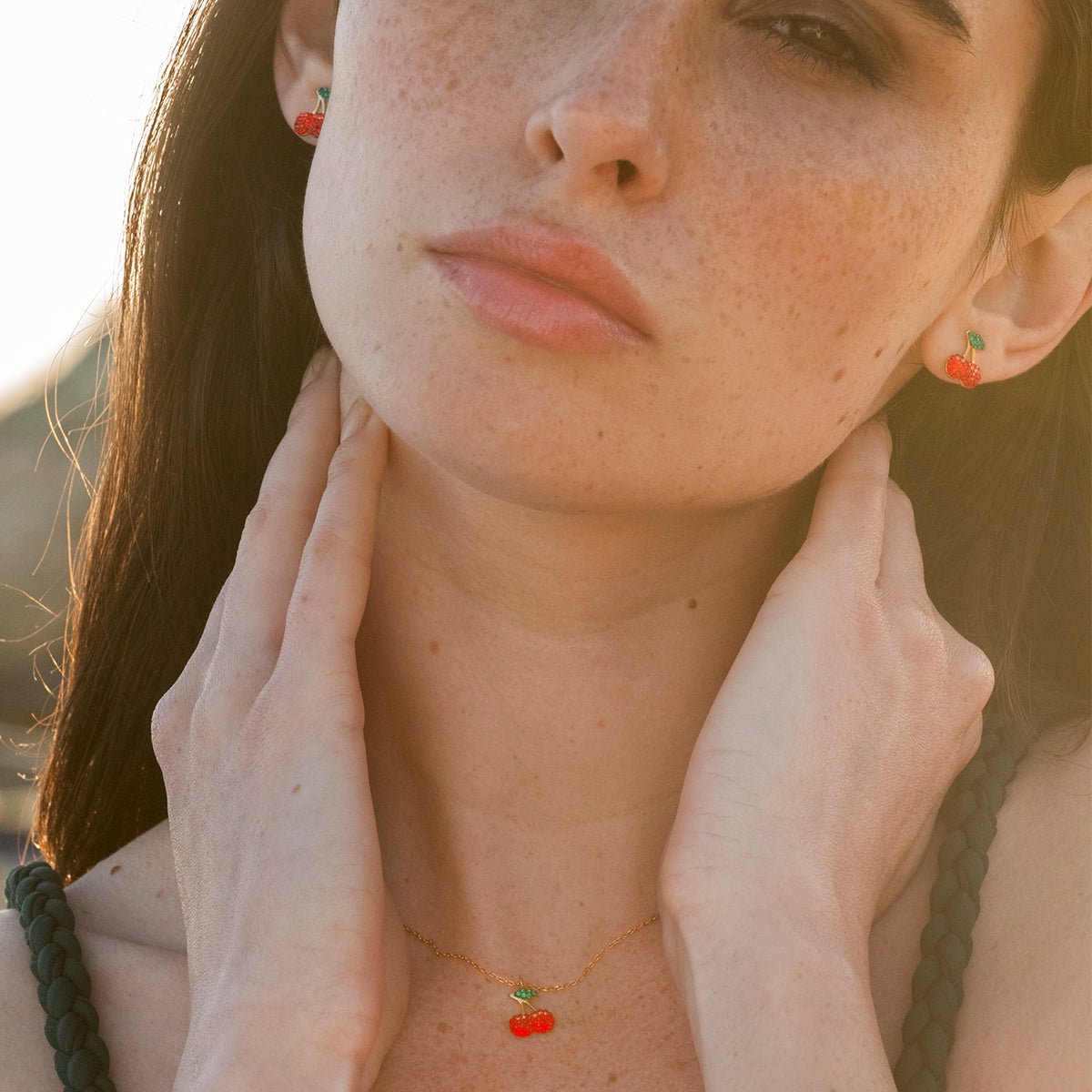 Boucles d'oreilles dorées cherry - kuchi multicouleur, CAROLINE NAJMAN