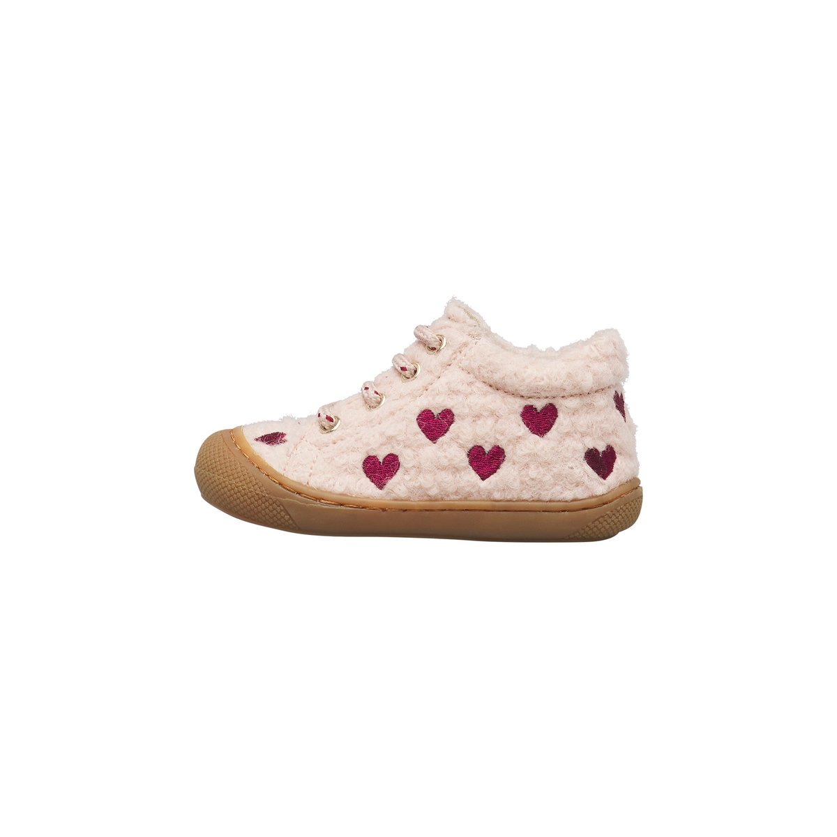 Chaussons premiers pas en laine COCOON EMBR.LOVE blanc-rose, NATURINO