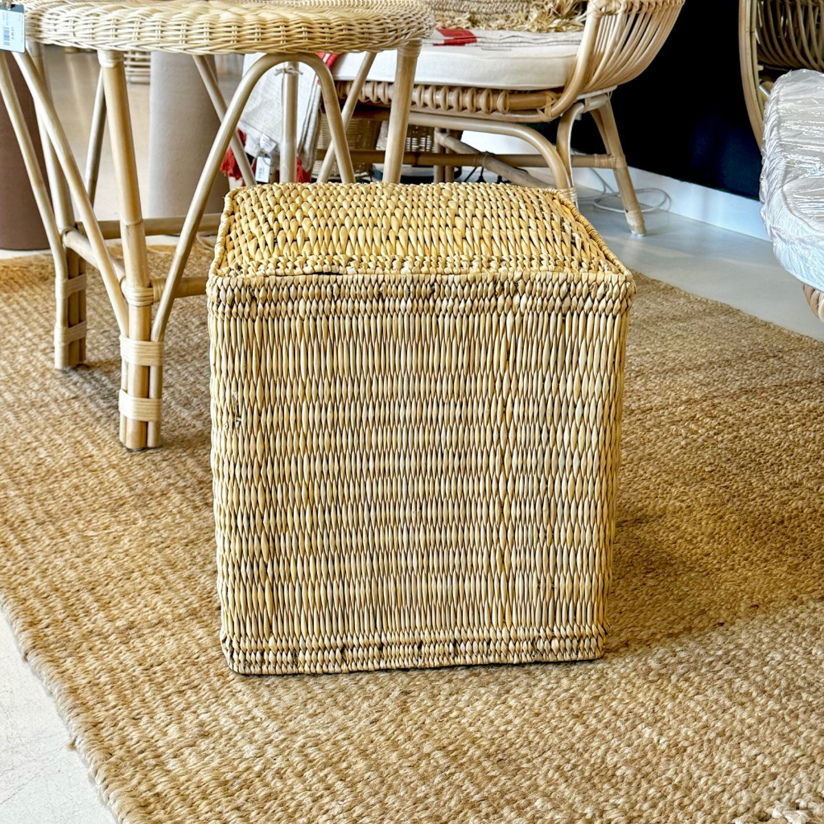 Pouf carré en jonc NOE naturel, HYDILE