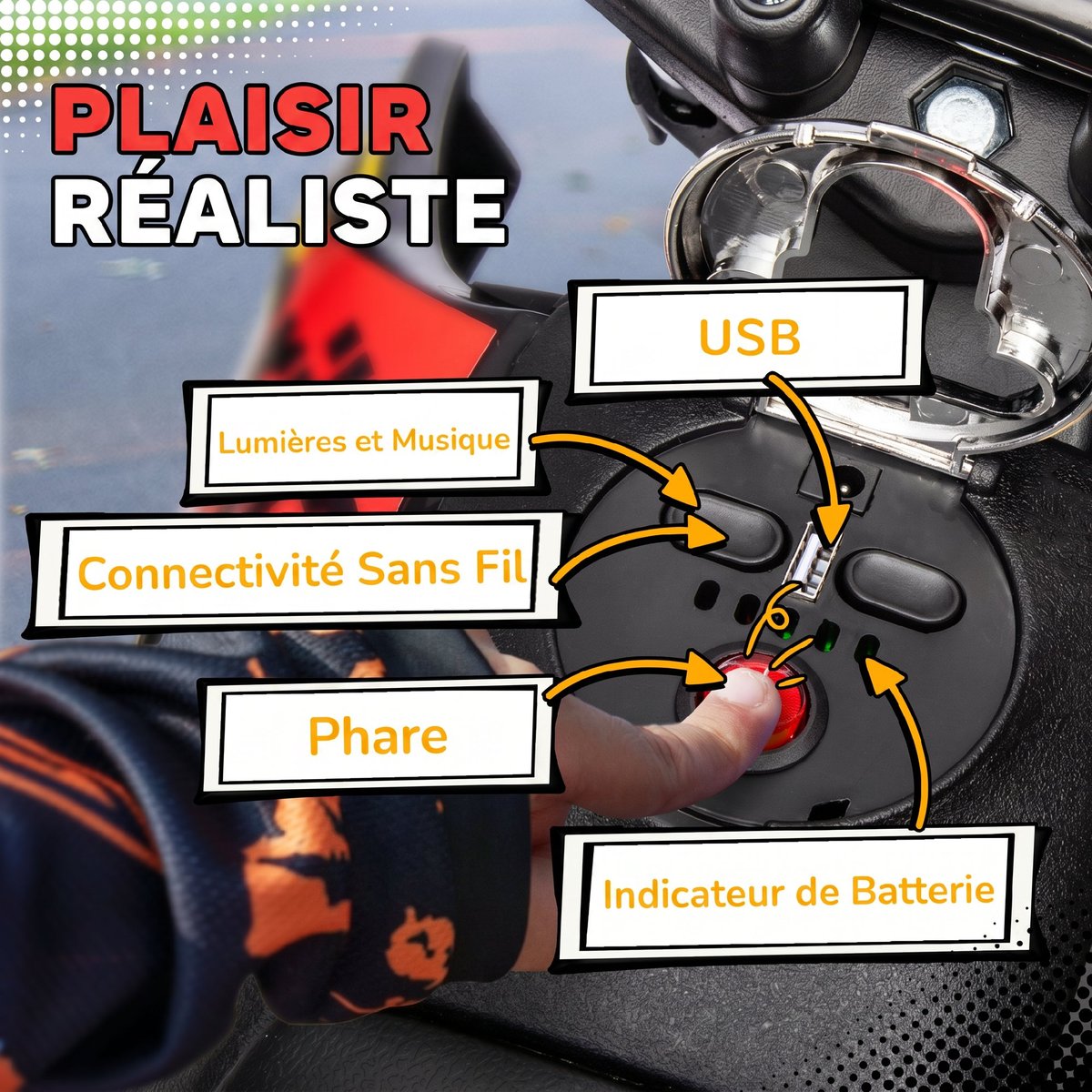 Moto électrique à conducteur assis PP Jaune jaune, AIYAPLAY