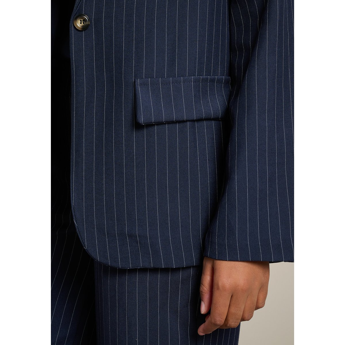 Blazer à fines rayures bleu marine, LOLALIZA