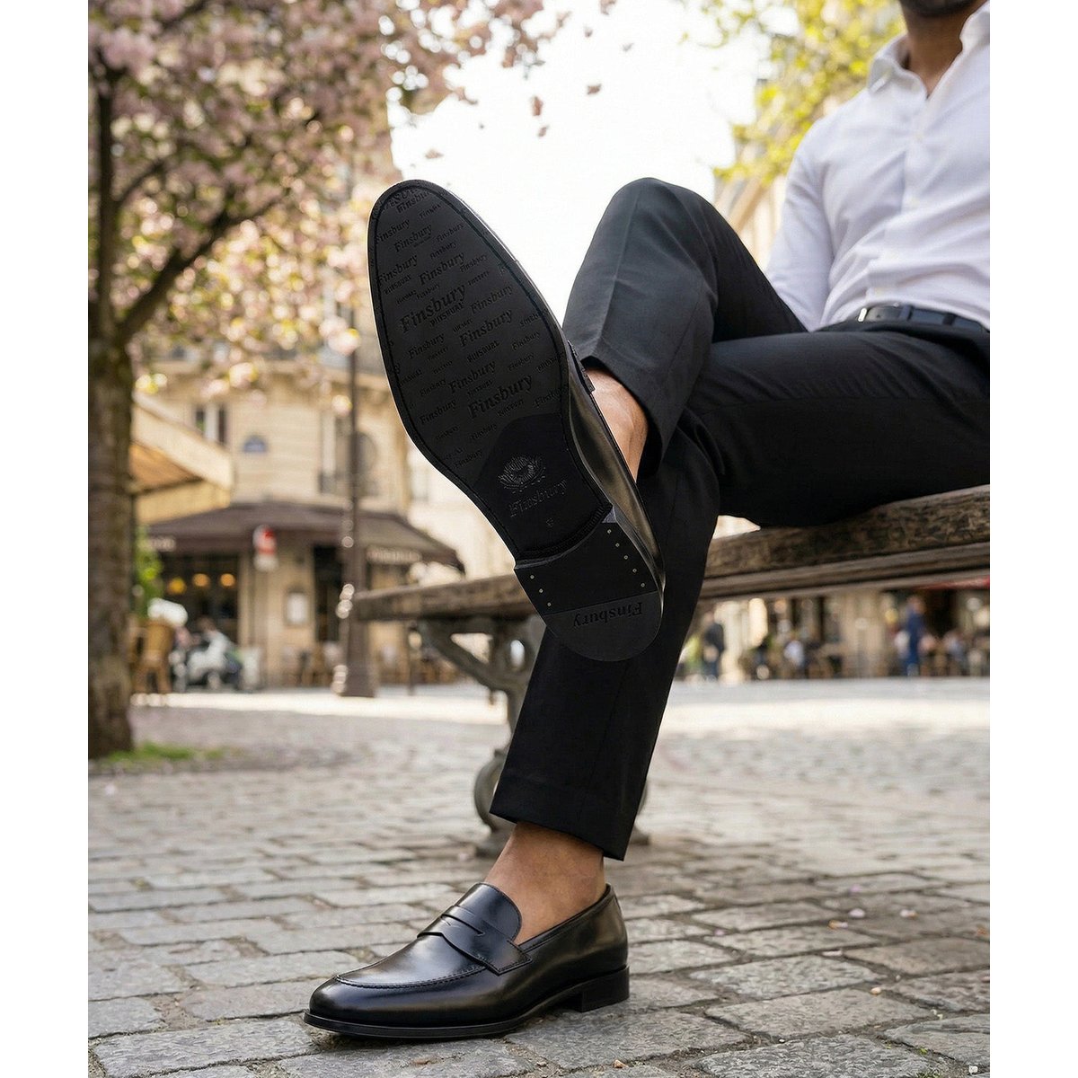 Mocassin cuir LUTON noir, FINSBURY