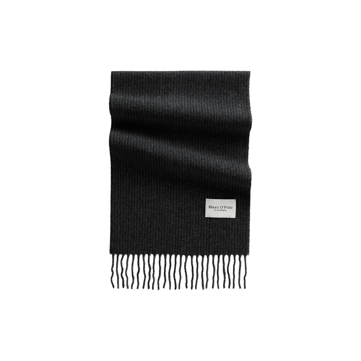 Écharpe Web en laine vierge certifiée noir, MARC O'POLO