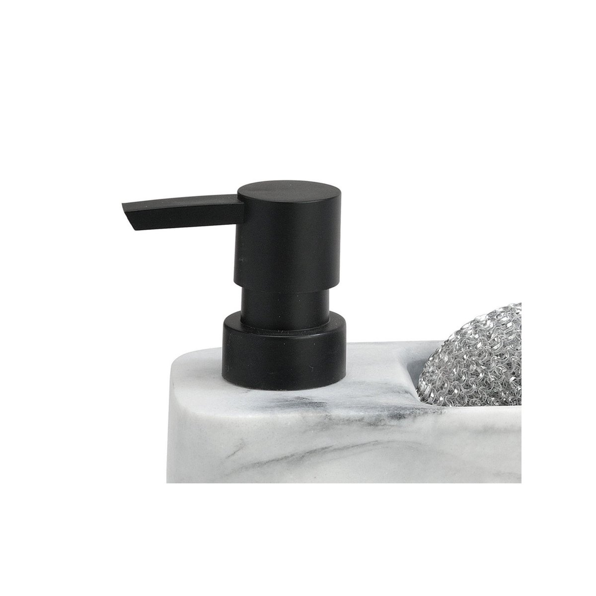 Distributeur liquide vaisselle + porte éponge résine blanc effet marbre - 14.5x7.5x17.5cm blanc, WADIGA