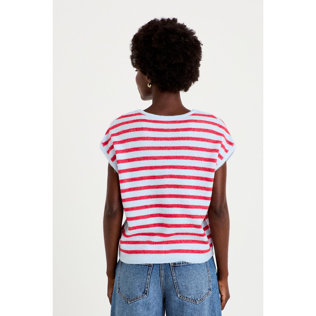 Gilet sans manches col v bleu, CACHE CACHE