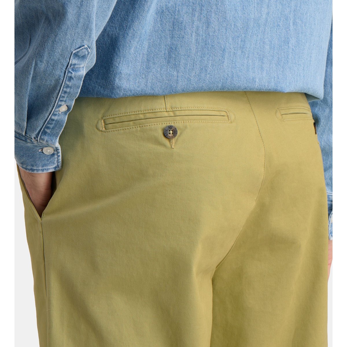 Pantalon chino droit en coton stretch vert amande, GALERIES LAFAYETTE