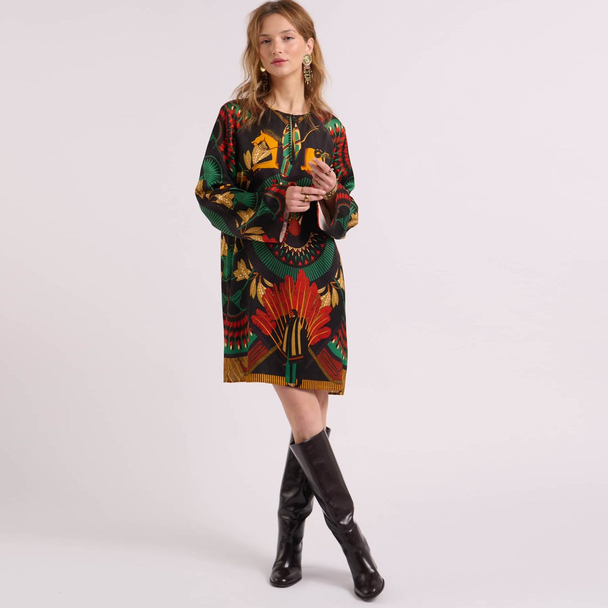 Robe midi à motifs SERAPHINE noir, WILD