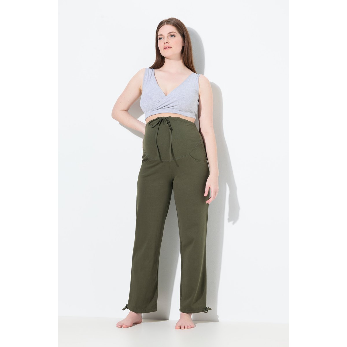 Pantalon de grossesse en molleton gris olive, ULLA POPKEN