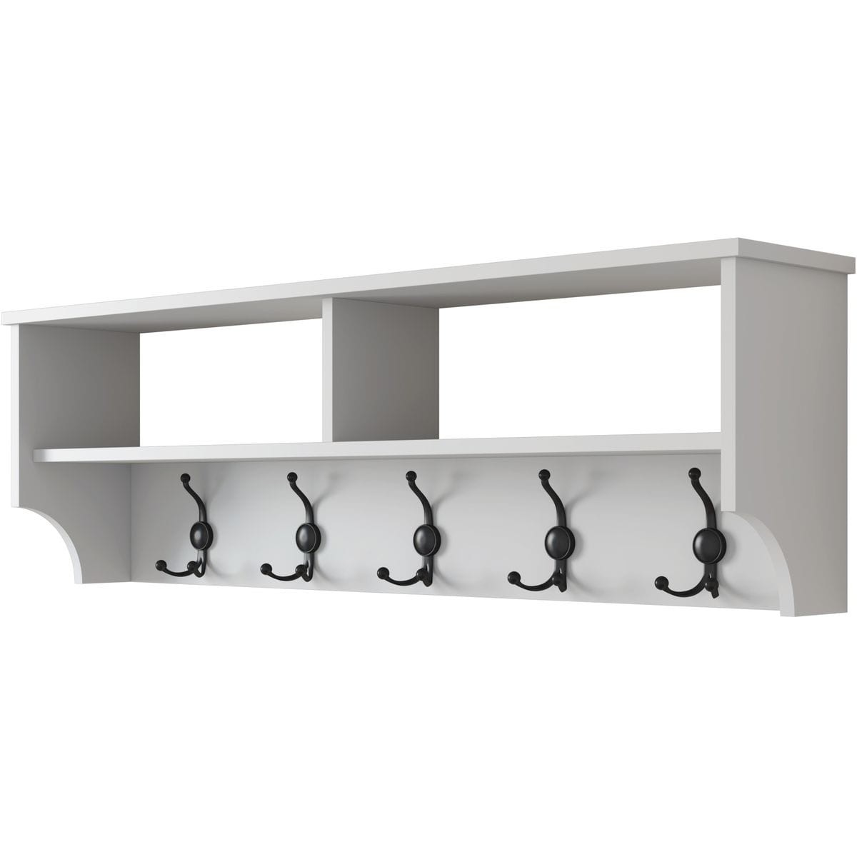 Etagère d'entrée murale avec niches et patères - TAREN blanc, HOMIFAB