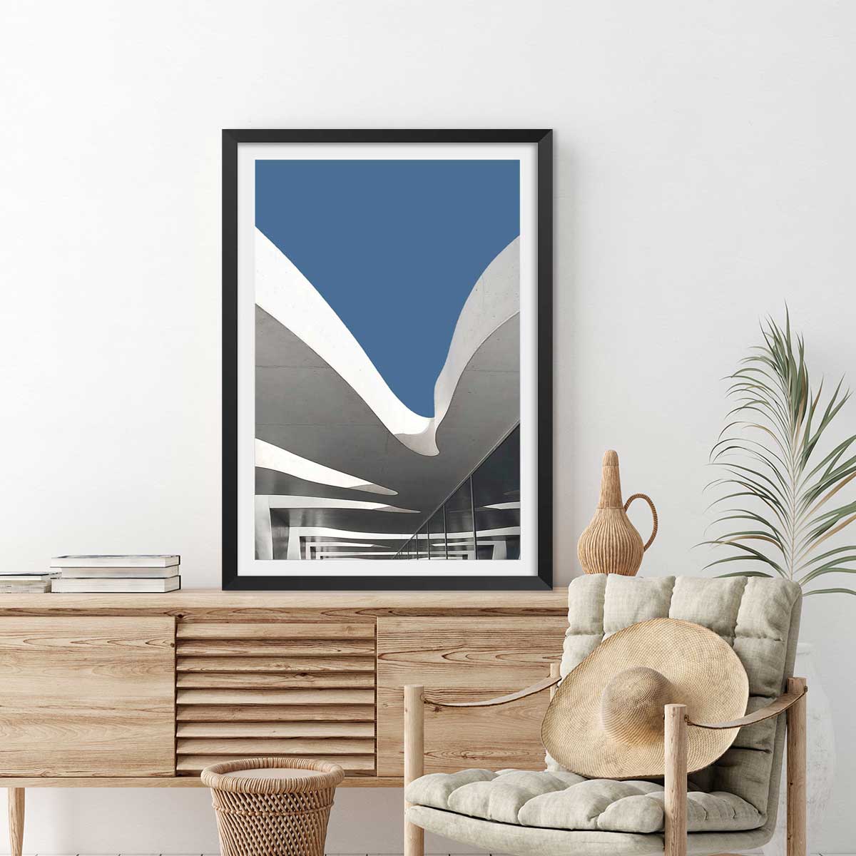 Affiche architecture urbaine affiche + cadre en bois - noir, HEXOA