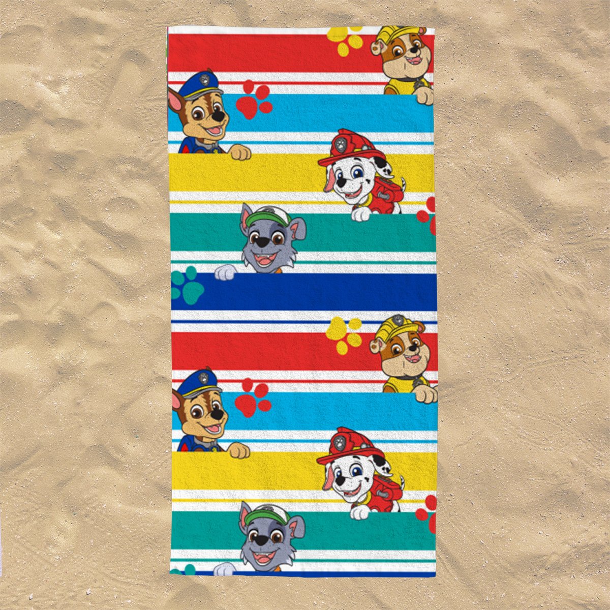 Serviette de plage polyester, TEAM PAT PATROUILLE blanc, PAT PATROUILLE