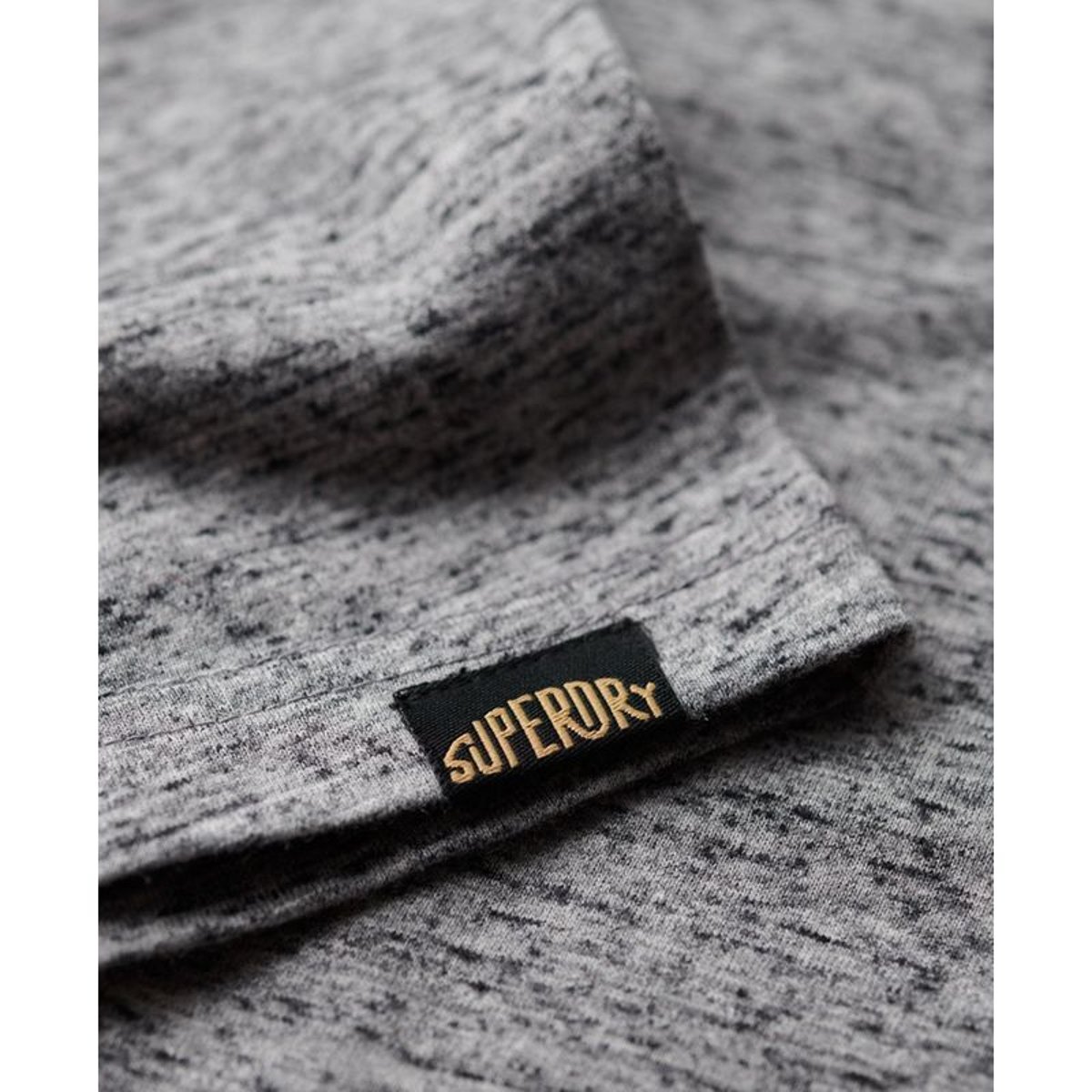 T-shirt col rond à logo gris silex poudré, SUPERDRY