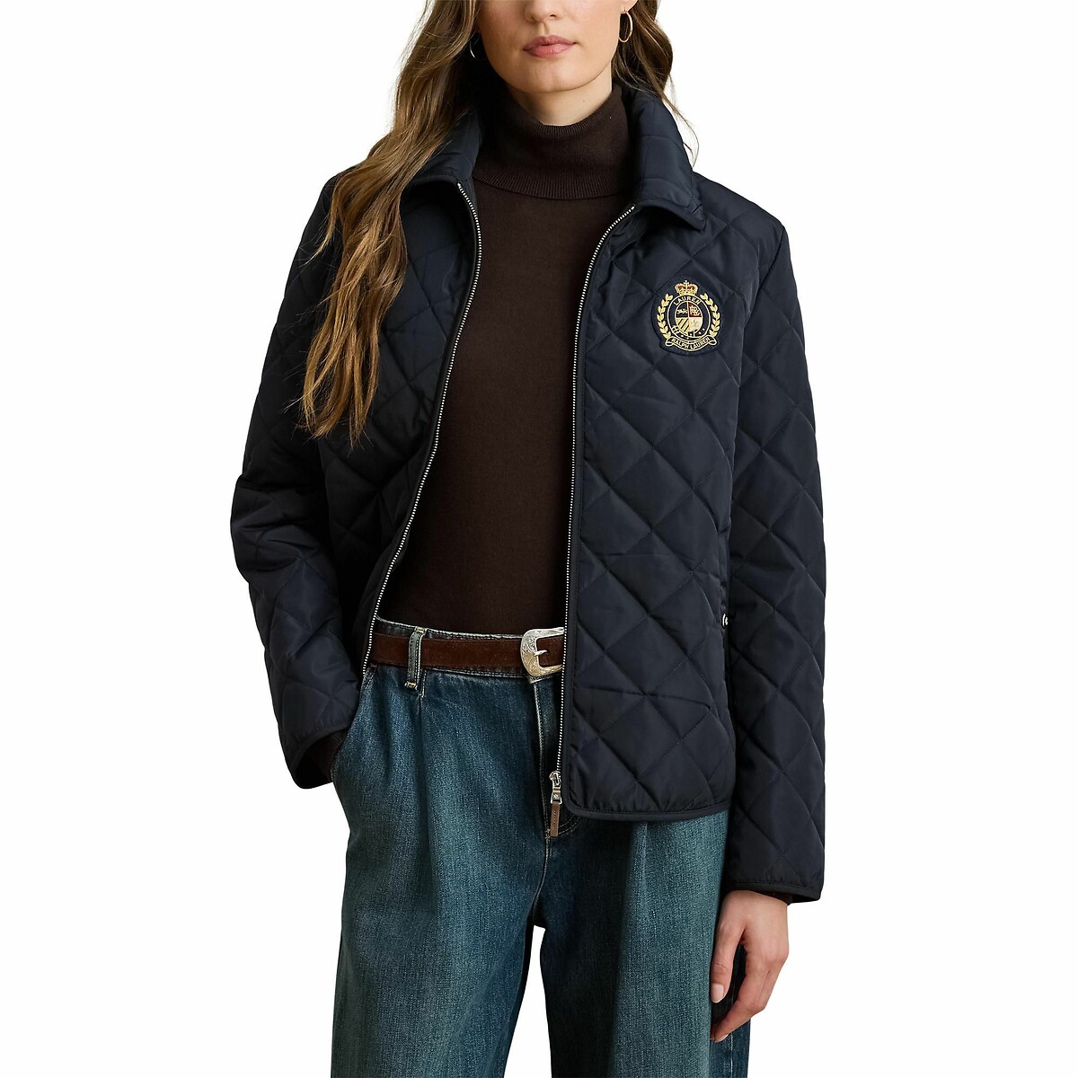 Giacca con zip e stemma blu scuro, LAUREN RALPH LAUREN