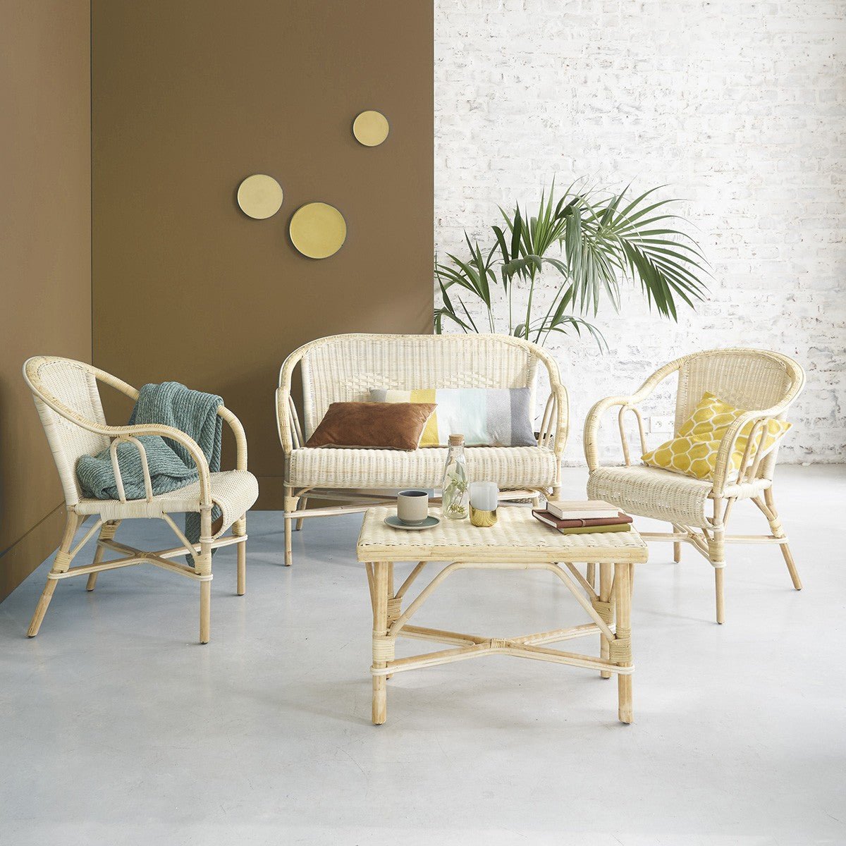 Banquette en rotin vintage ALBANE naturel, BERAH GETAH