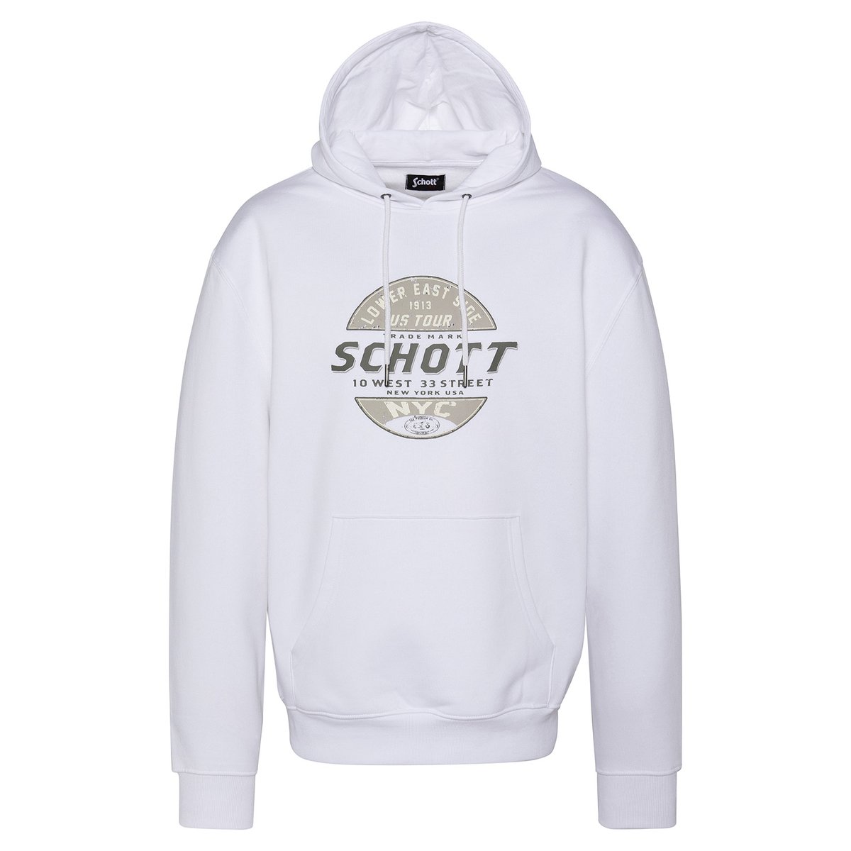 Sweatshirt à capuche blanc, SCHOTT