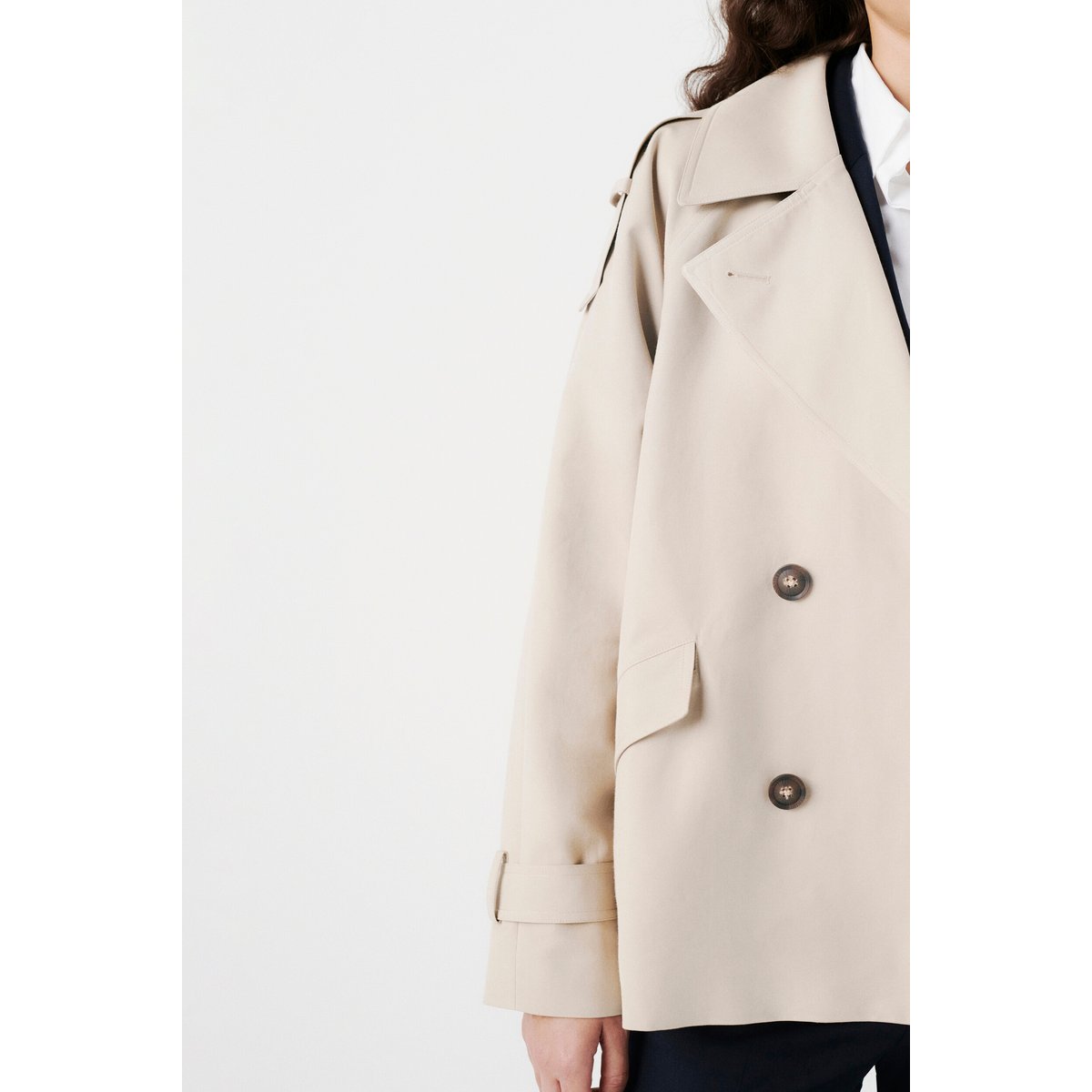 Trench court col tailleur GOURMAND sable, CAROLL