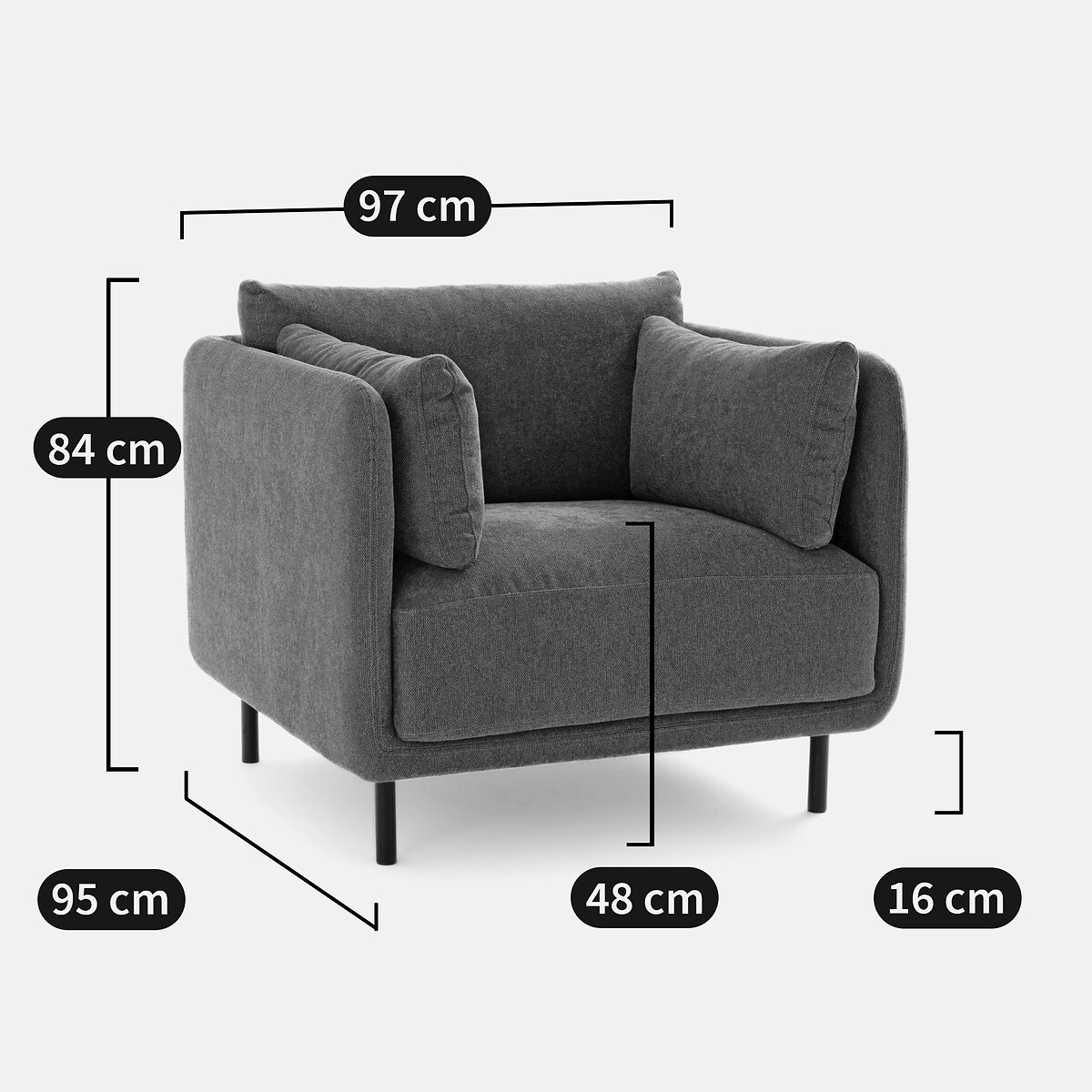 Fauteuil, en tissu texturé, VICTOR ecureuil, LA REDOUTE INTERIEURS