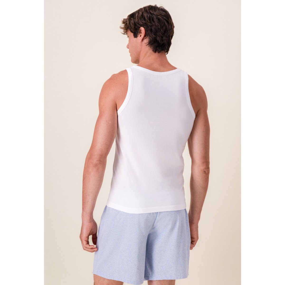 Ensemble pyjama débardeur et short en coton Fulminantinvincible blanc bleu ciel chiné, LE SLIP FRANCAIS
