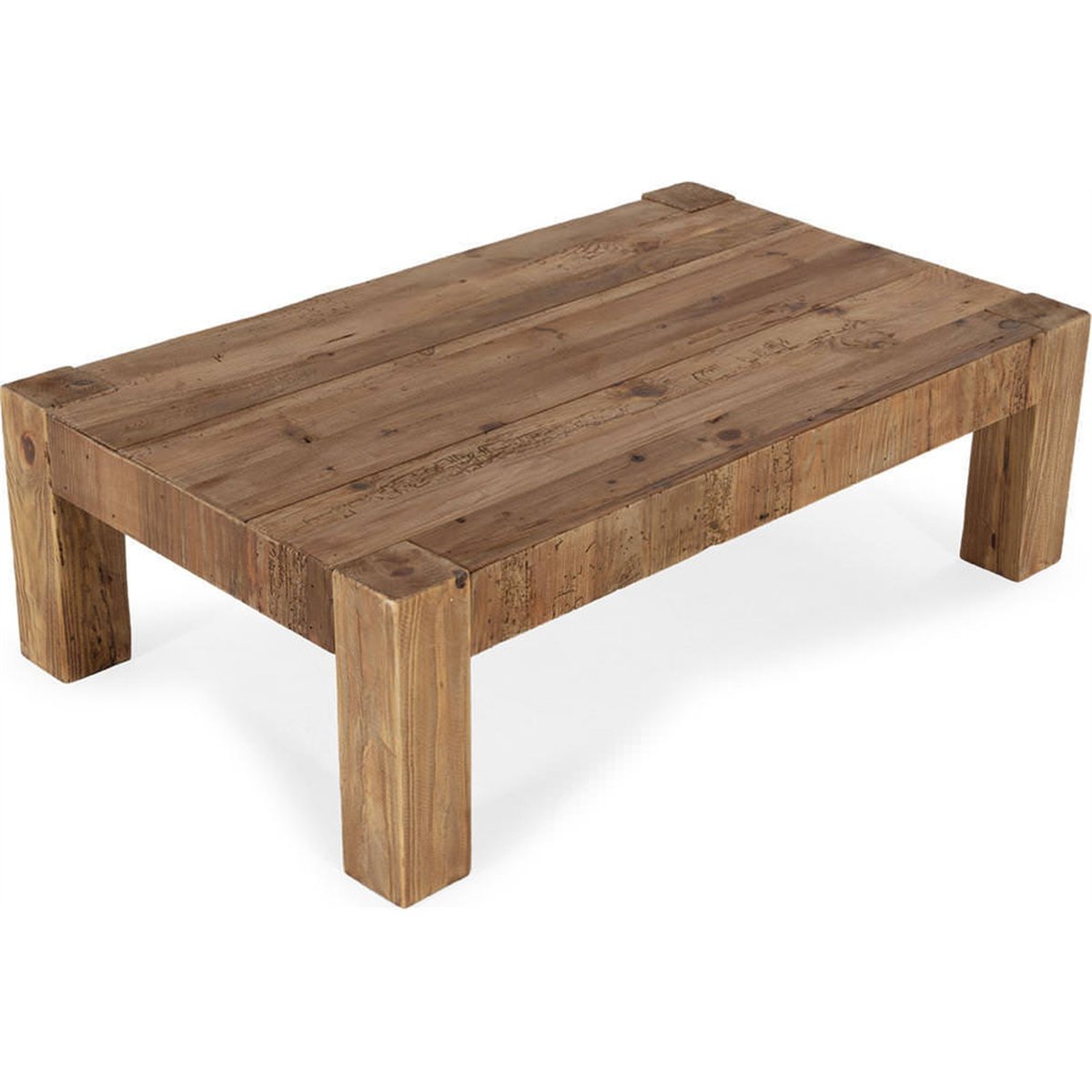 Table basse en pin massif, Style rustique naturel vieilli, RECOLLECTION