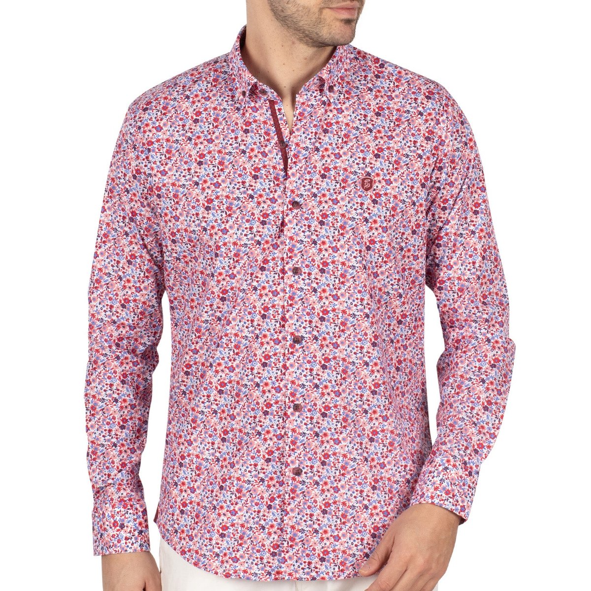 Chemise liberty flower wave blanc x rouge, SHILTON