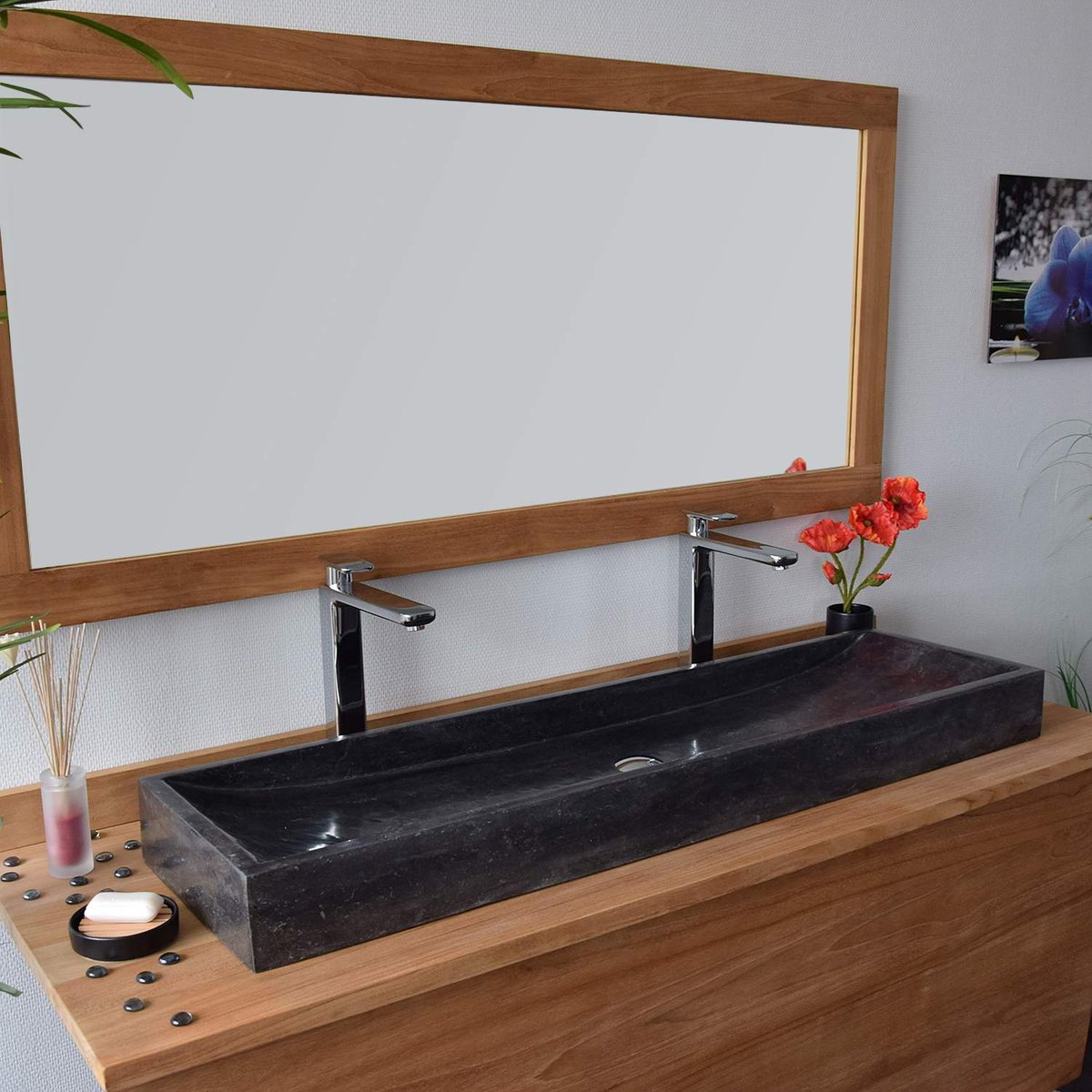 Vasque Atlantica en marbre noir, OCEAN LINE