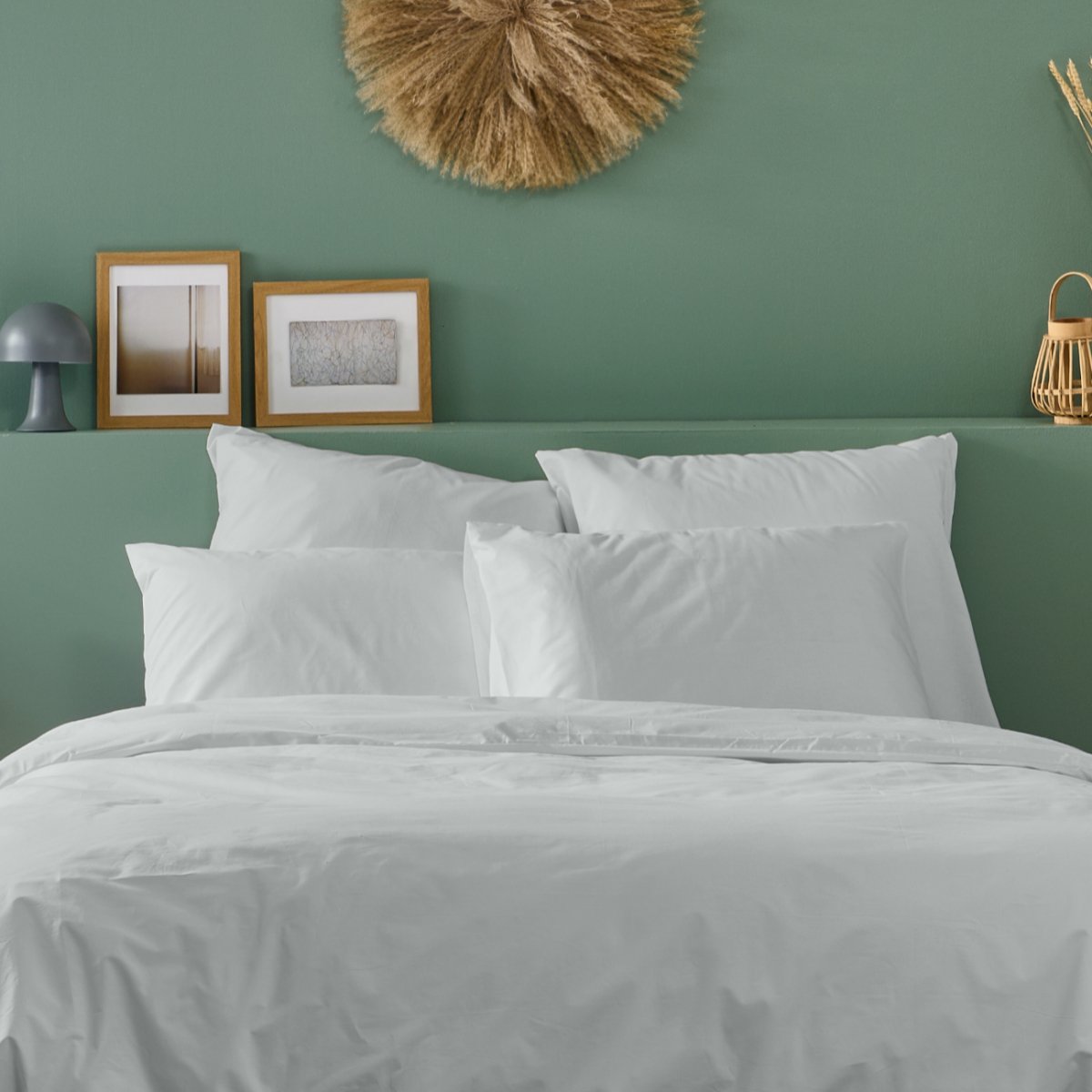 Lot de 2 Taies d'oreiller unie PERCALE DE COTON gris clair, BLEU CALIN