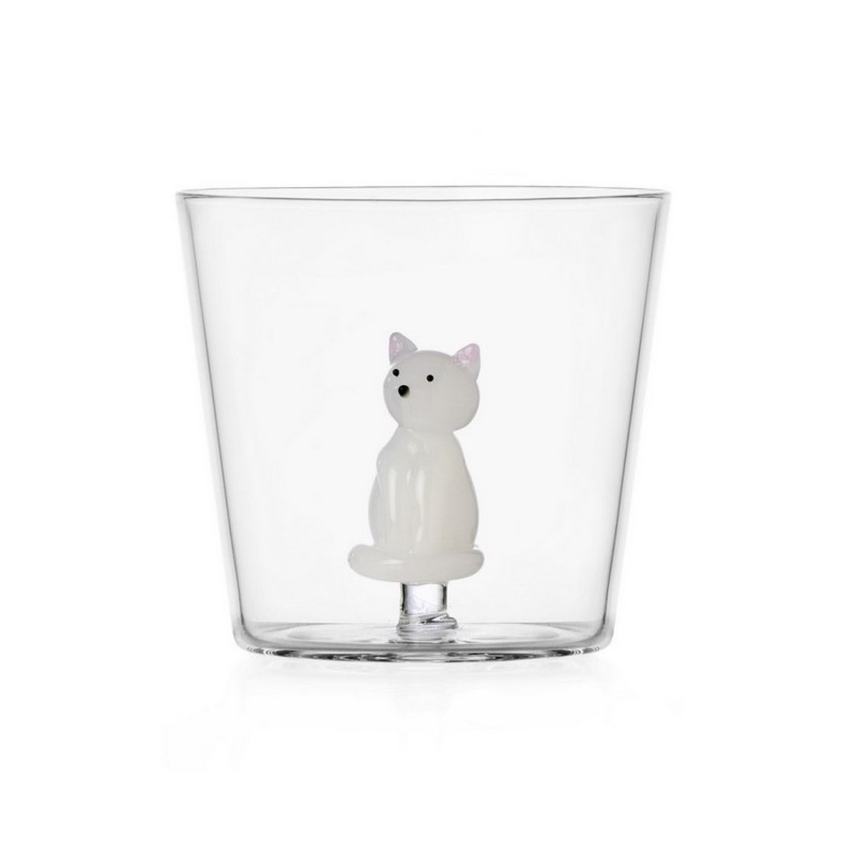 Verre à eau chat TABBY CAT white cat blanc, ICHENDORF